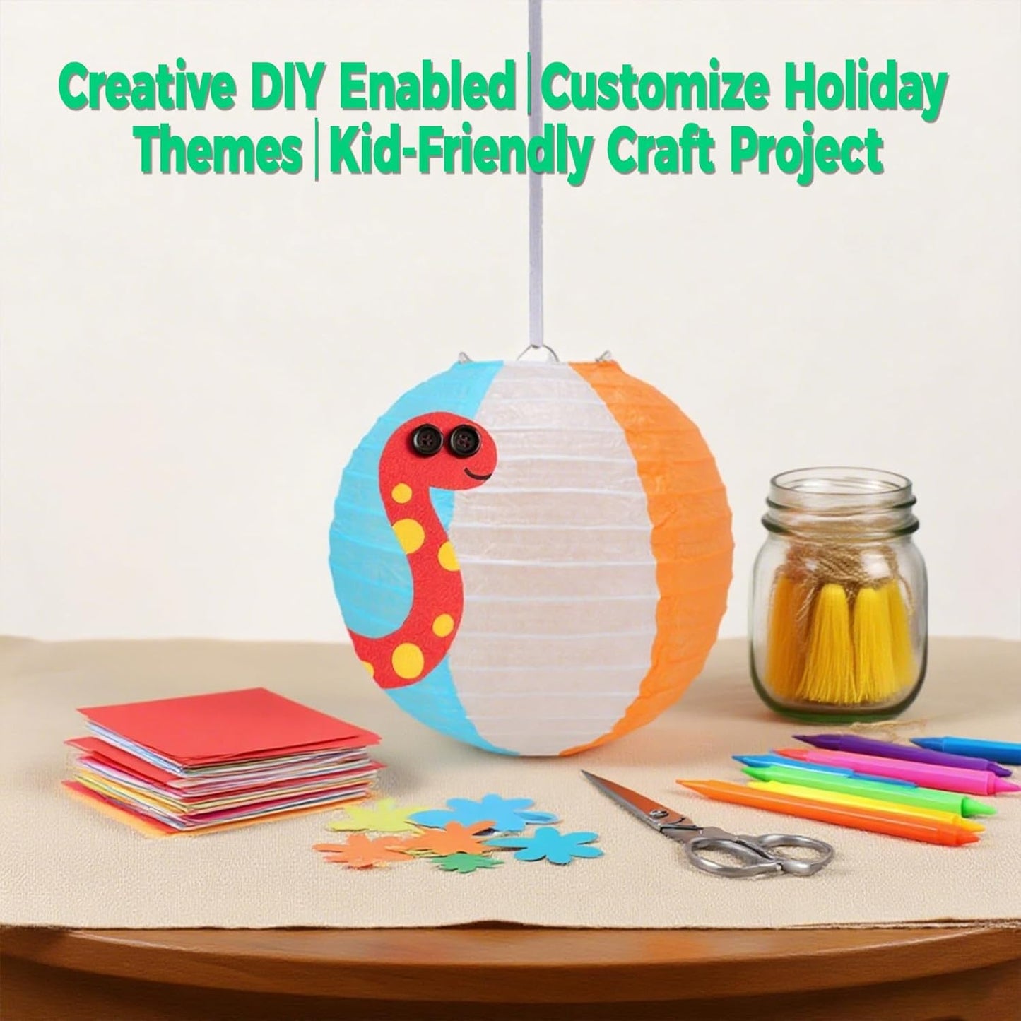 15Pcs Beach Ball Hanging Paper Lanterns Colored Summer Party Decorations for Pool Backyard Outdoor Classroom