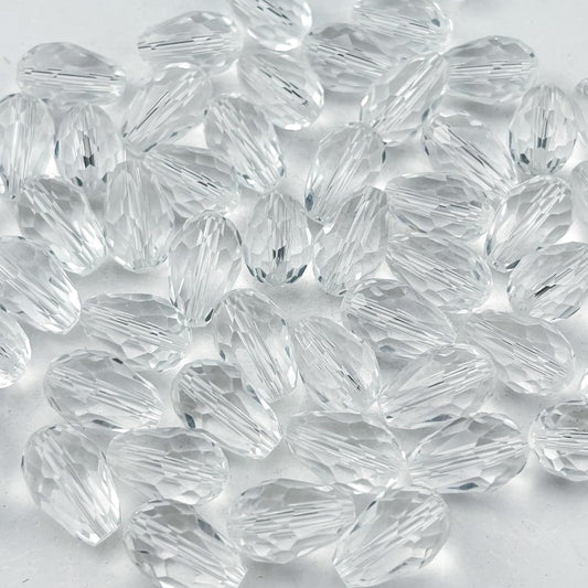 150pcs 4x6mm Teardrop Crystal Glass Beads for Jewelry Making, Faceted Vertical Hole Teardrop Glass Spacer Beads for Wind Chimes Bracelet Earring Necklace DIY Craft(Transparent)