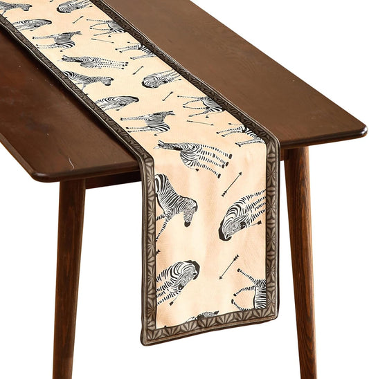 patdrea Designer Elegant Wild Animals Velvet Table Runner, Beige Brown with Zebra Texture Pattern Table Mat, Decoration for Kitchen Dining Coffee Table Cabinet Banquet Thanksgiving,12"*71"