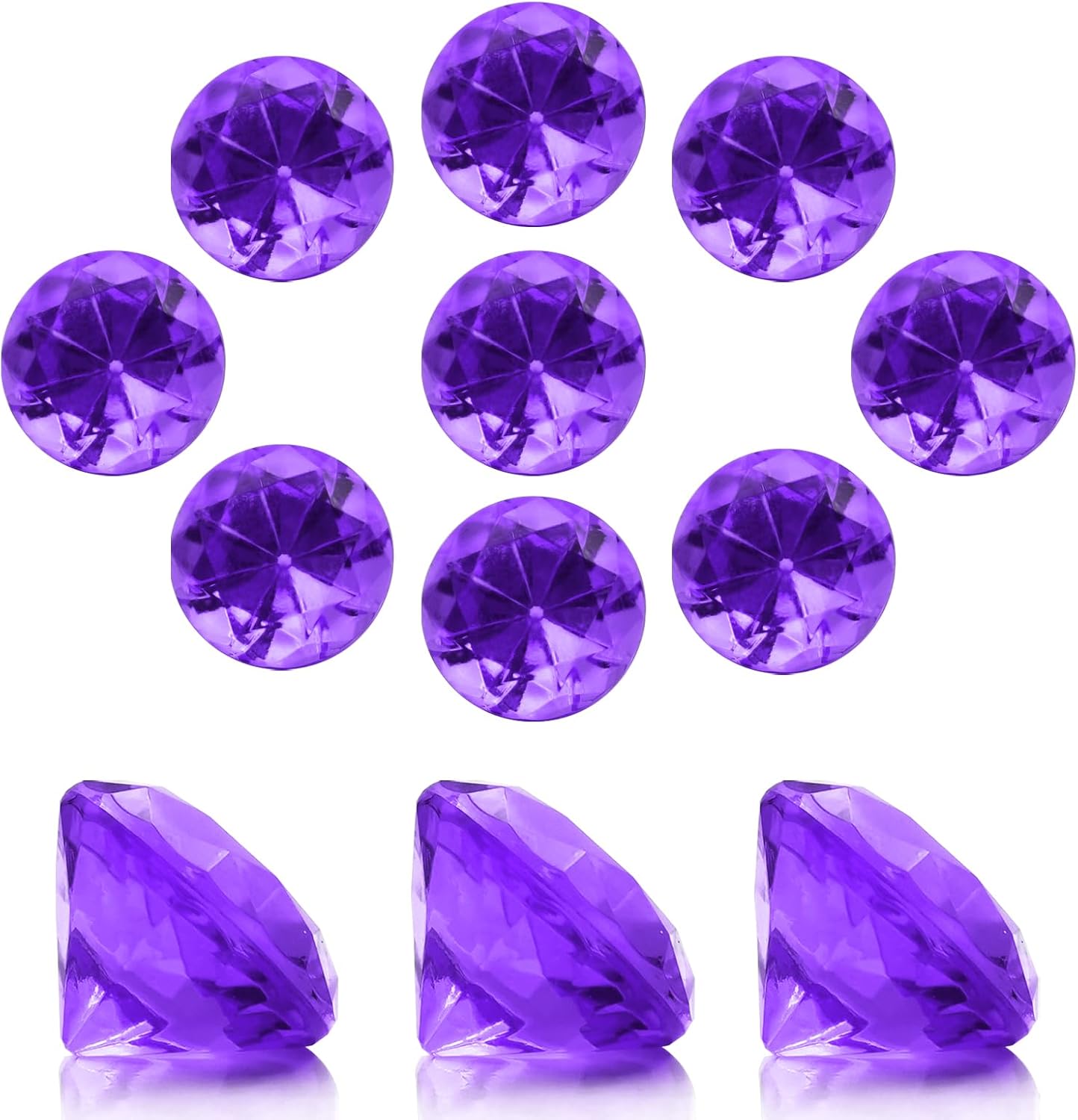 100 PCS Acrylic Diamond Gems, Purple Acrylic Diamonds 1 Inch Acrylic Gemstones Vase Filler Fake Gems Plastic Gems for Home Table Scatters Party, Event, Wedding, Arts & Crafts, Birthday Decorations