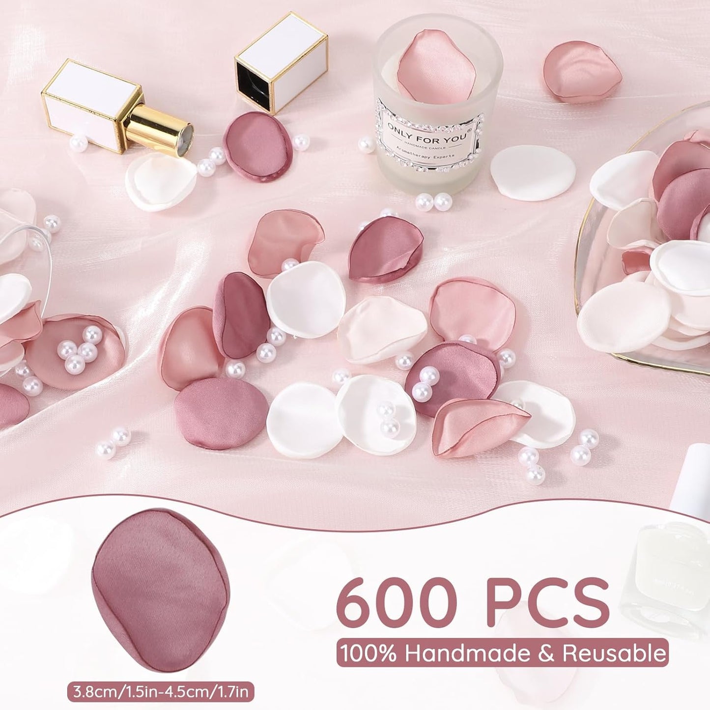 Suream 600 Pieces Silk Flowers Petals, Blush Pink Faux Flowers Petals for Flower Girl Basket, Fake Petals for Wedding Accessories, Romantic Dinner Table Centerpieces Bridal Shower Party Decor