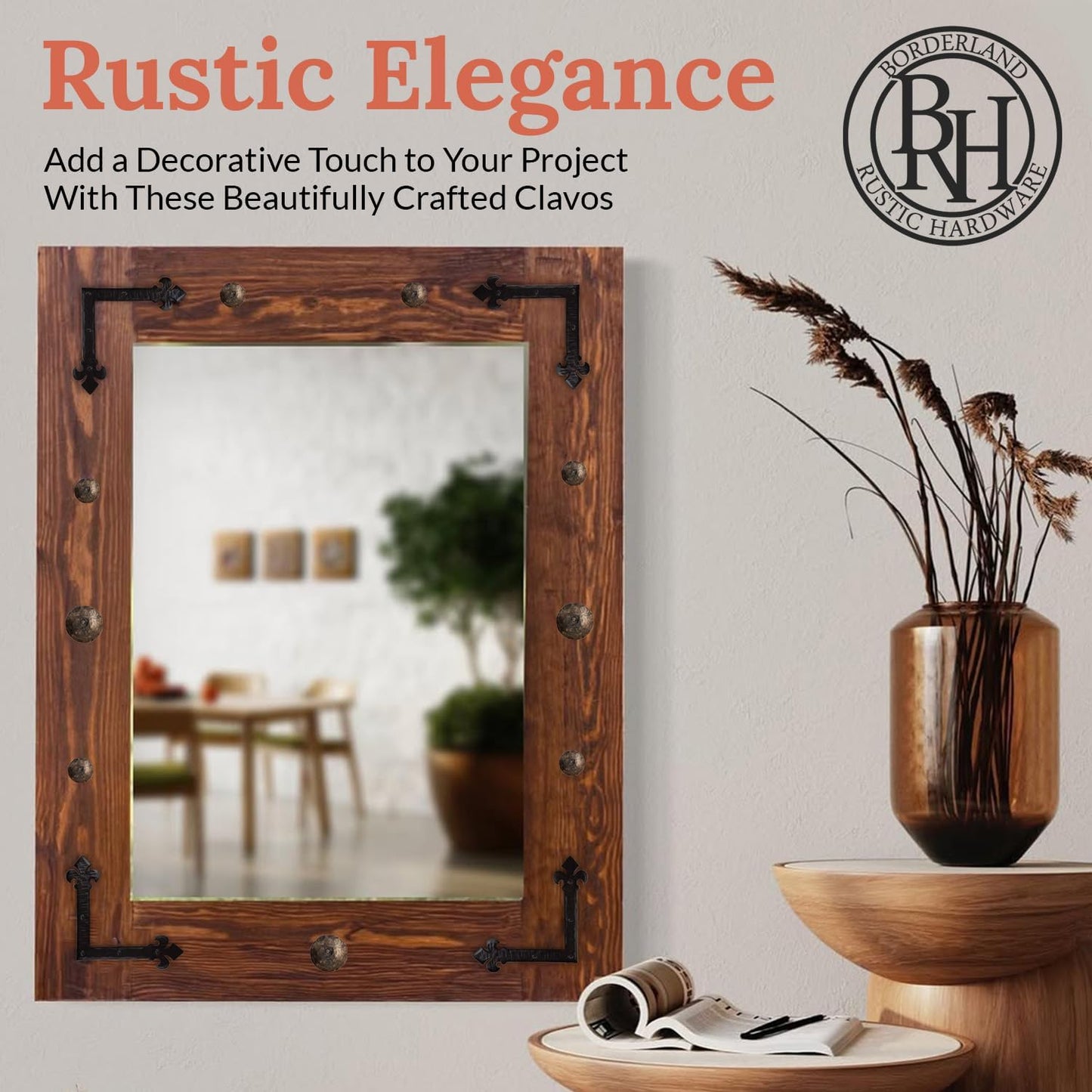 10 Pack 2" Round Head Iron Clavos Decorative Nails – Unfinished – Handmade Rustic Round Fasteners for Farmhouse Shutters, Faux Wood Beams, Barn Doors, Shutters, Gates – Ornamental Wood Accent