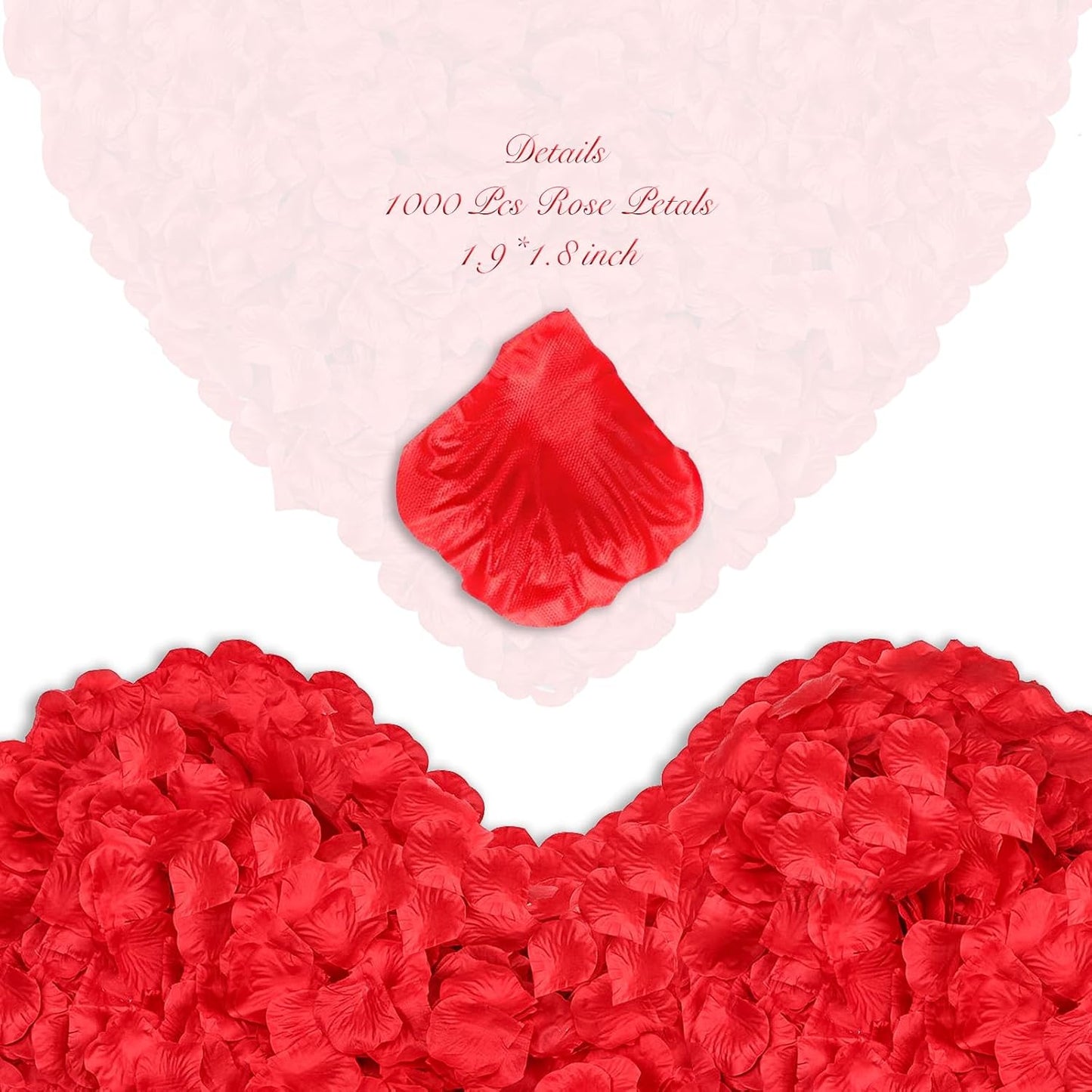 2000 Pcs Silk Red Rose Petals, Artificial Flower Petals for Romantic, Classic Style, Wedding, Proposal, Anniversary Decorations