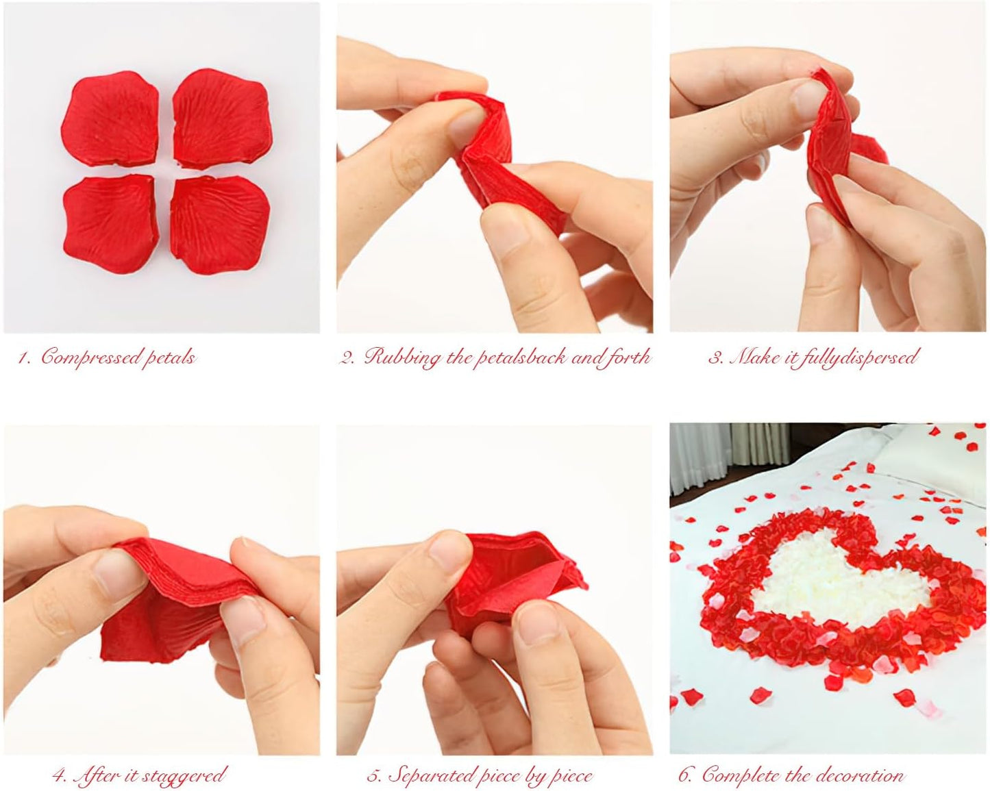 1000Pieces Rose Petals, Artificial Flower Petals Fake Rose Petals Silk Red Rose Petals for Romantic Night,Wedding,Proposal Anniversary Flower Decorations (Red)