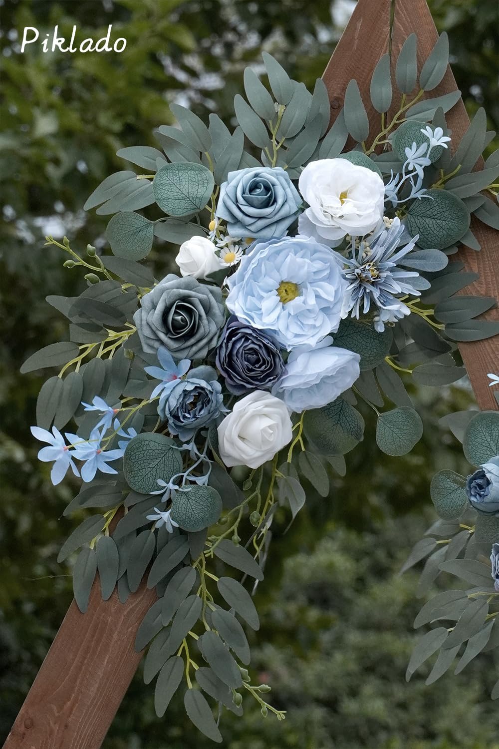 Faux Flower Swag Set of 2 for Wedding Welcome Signs Floral Swag Wedding Reception Ceremony Signs Decor (Blue)