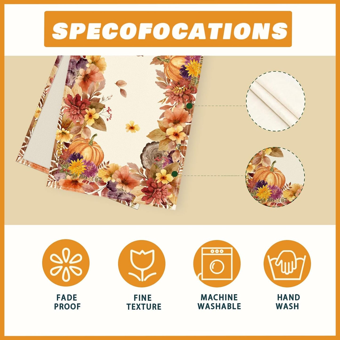 XCHI Fall Color Wild Flowers Watercolor Table Runner Table Decoration for Kitchen Dining Dinner Autumn Home Decor 13x36 Inch