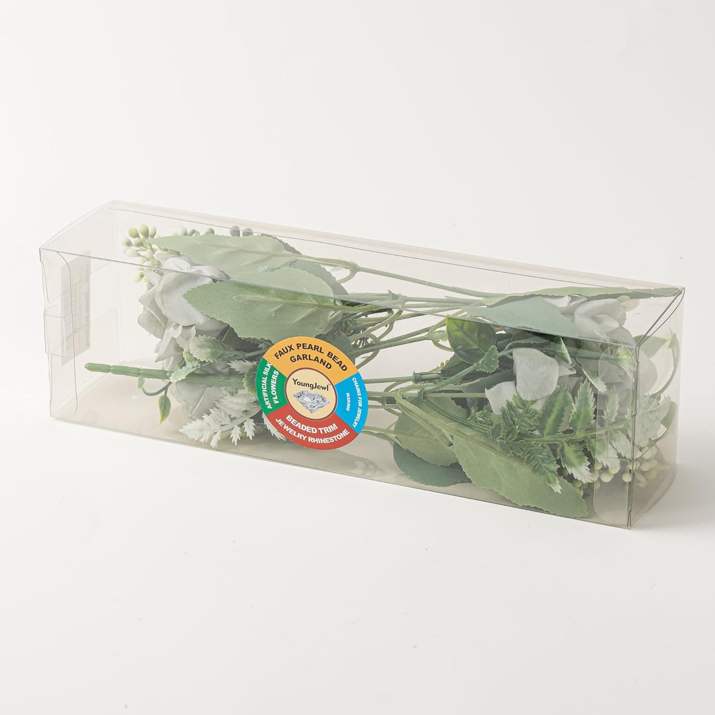 Artificial Flower 5 Branches Artificial Silk Fake Flowers Bouquet Small Roses for Wedding Home Office Tables Decor 2 Packs(Green)