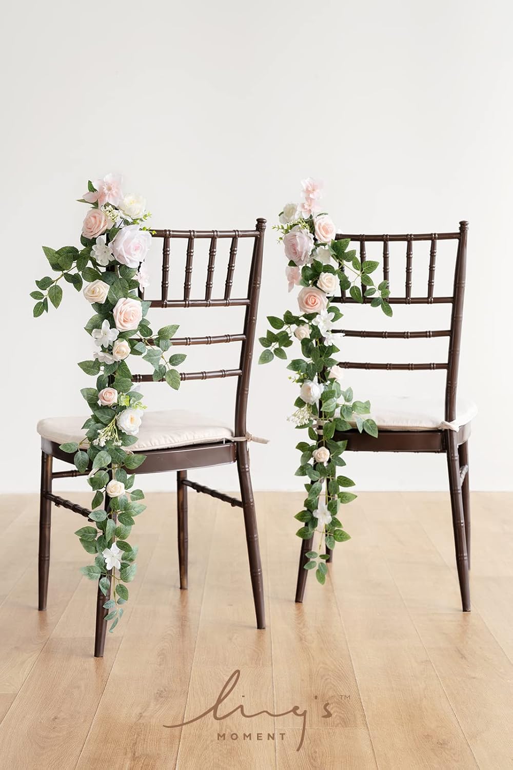 Ling's Moment 10pcs Wedding Chair Decorations Aisle Floral Swag Artificial Pew Flowers Hanging Garland Blush Pink & Cream For Ceremony Reception Church Rose Floral Faux Arrangement Party Outdoor Decor