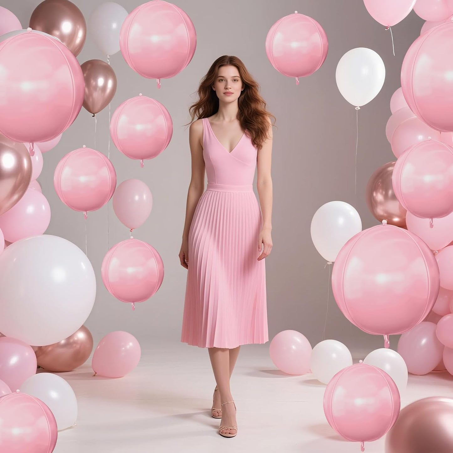 12Pcs Baby Pink Round Foil Balloons, 22" 15" 10" 4D Helium Light Pink Mylar Balloon, Pastel Pink Foil Balloon for Princess Birthday Baby Shower Wedding Anniversary Valentine's Day Party Decoration