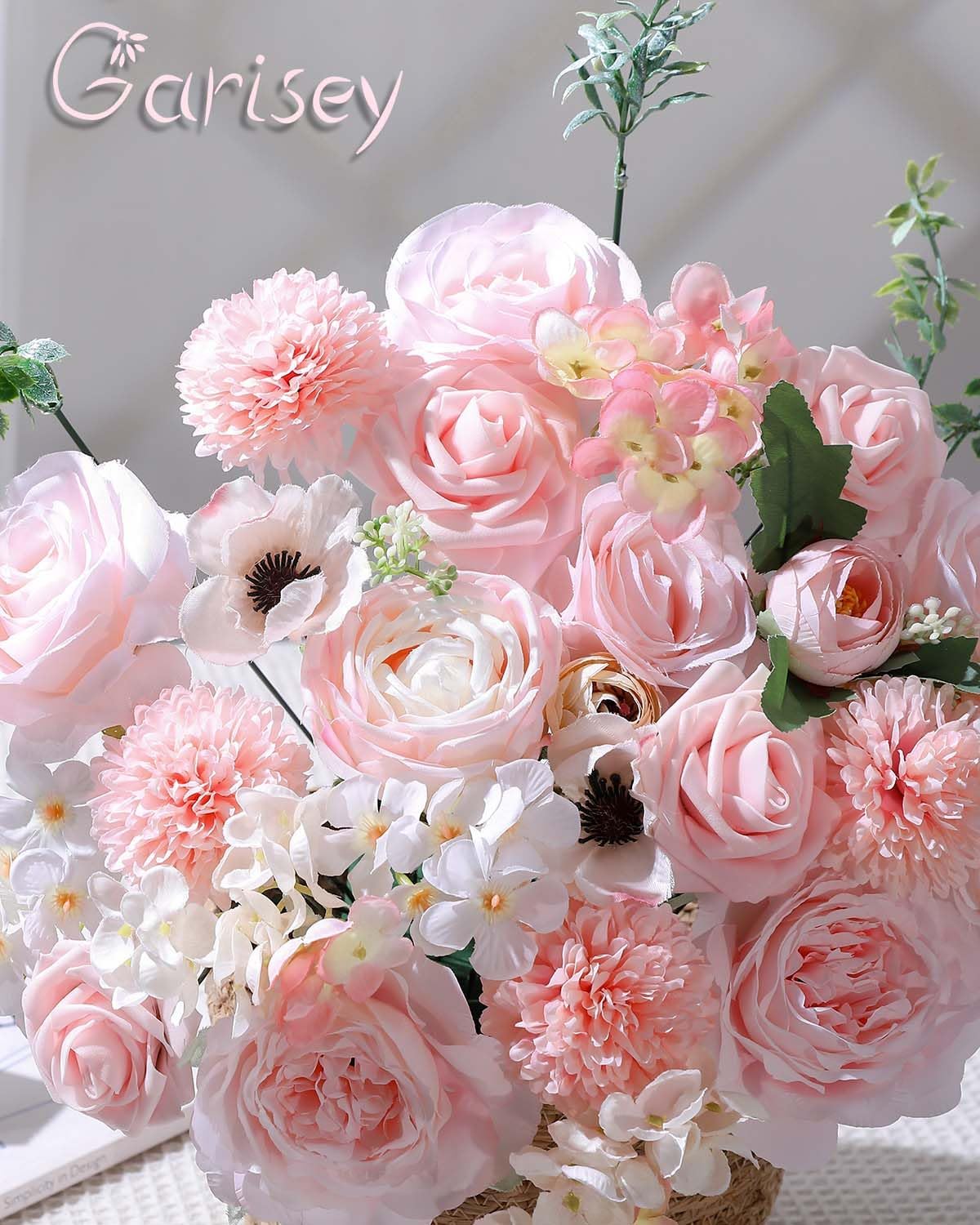 Artificial Flowers Combo for DIY Wedding Bouquets Combo Centerpieces Arrangements Party Bridal Baby Shower Home Decorations-Blush Pink