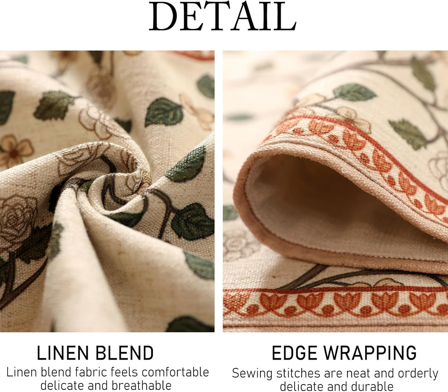 ISAENNE Designer Elegant Linen Floral Table Runner 102 Inches Long,Farmhouse Light Beige Durable Decor Table Runners for Dining Tables,Thanksgiving,Kitchen Tables,Christmas,12"*102"-Flora A