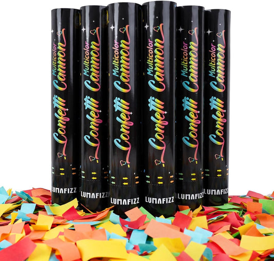 12 InchConfetti Biodegradable [6 Pack Confetti Cannons | Multicolor Confetti Poppers for Wedding Celebration, Birthday PartyChristmas Eve and New Year Celebration (black)