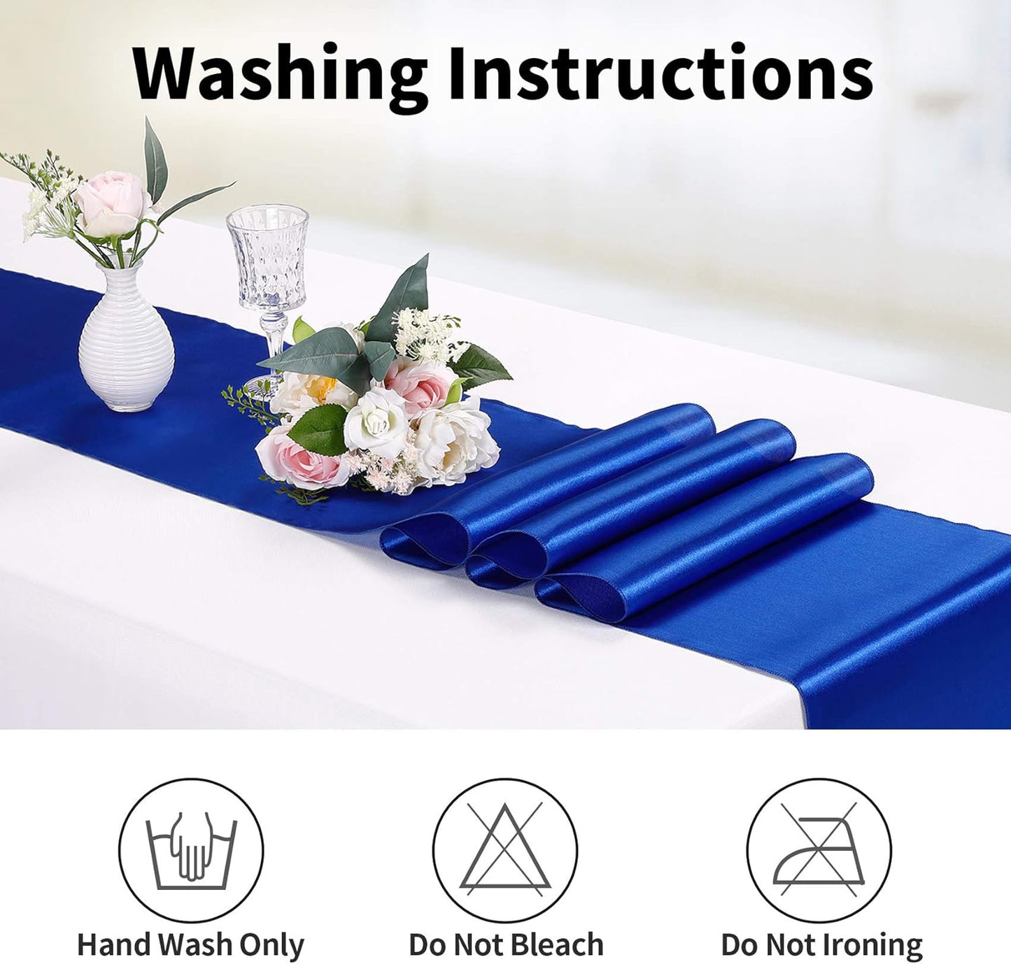 15-Pack Satin Table Runner Royal Blue 12 x 108 inches Long, Table Runners for Wedding, Birthday Parties, Banquets Decorations（15 Pack, 12x108 Inch, Royal Blue