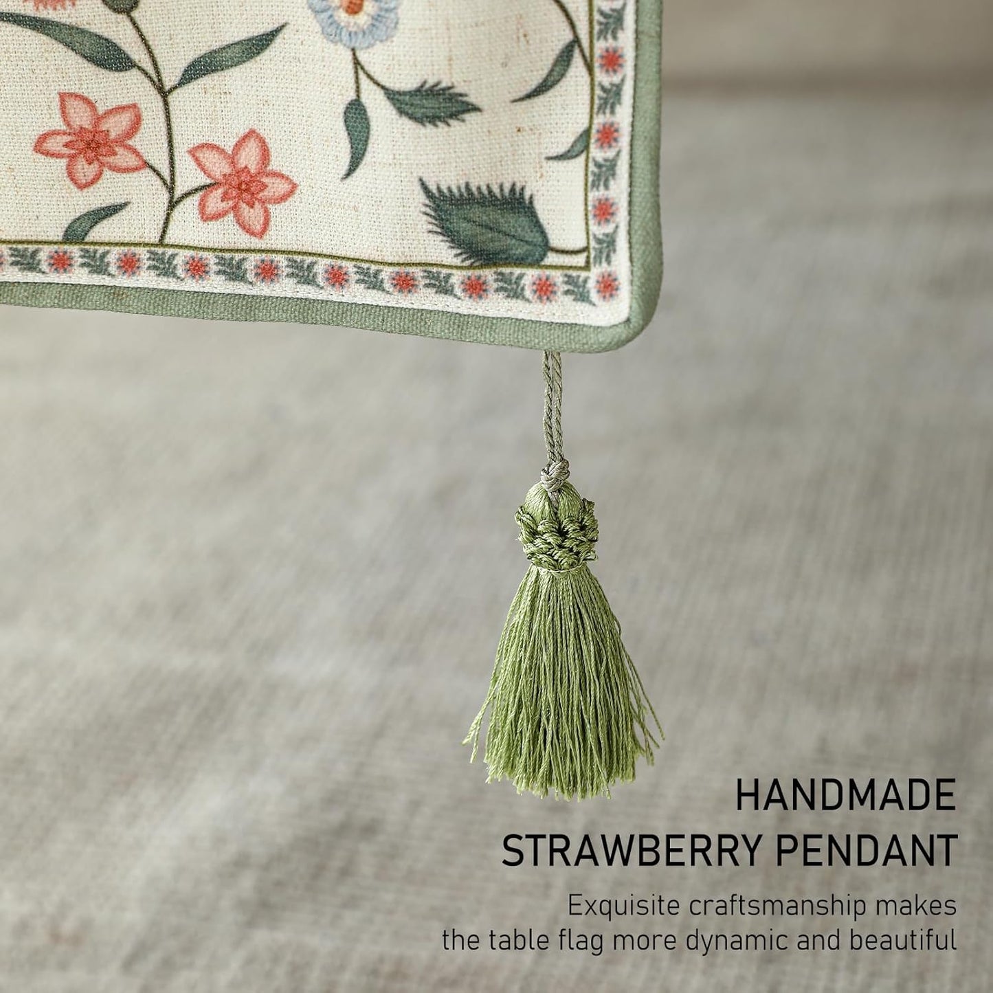 ISAENNE Designer Chinoiserie Elegant Linen Floral Extra Long Table Runner 118 Inches,White Wrinkle Resistant Table Runners for Dining Tables,Thanksgiving,Kitchen Tables,Christmas,12"*118"-Daffy A