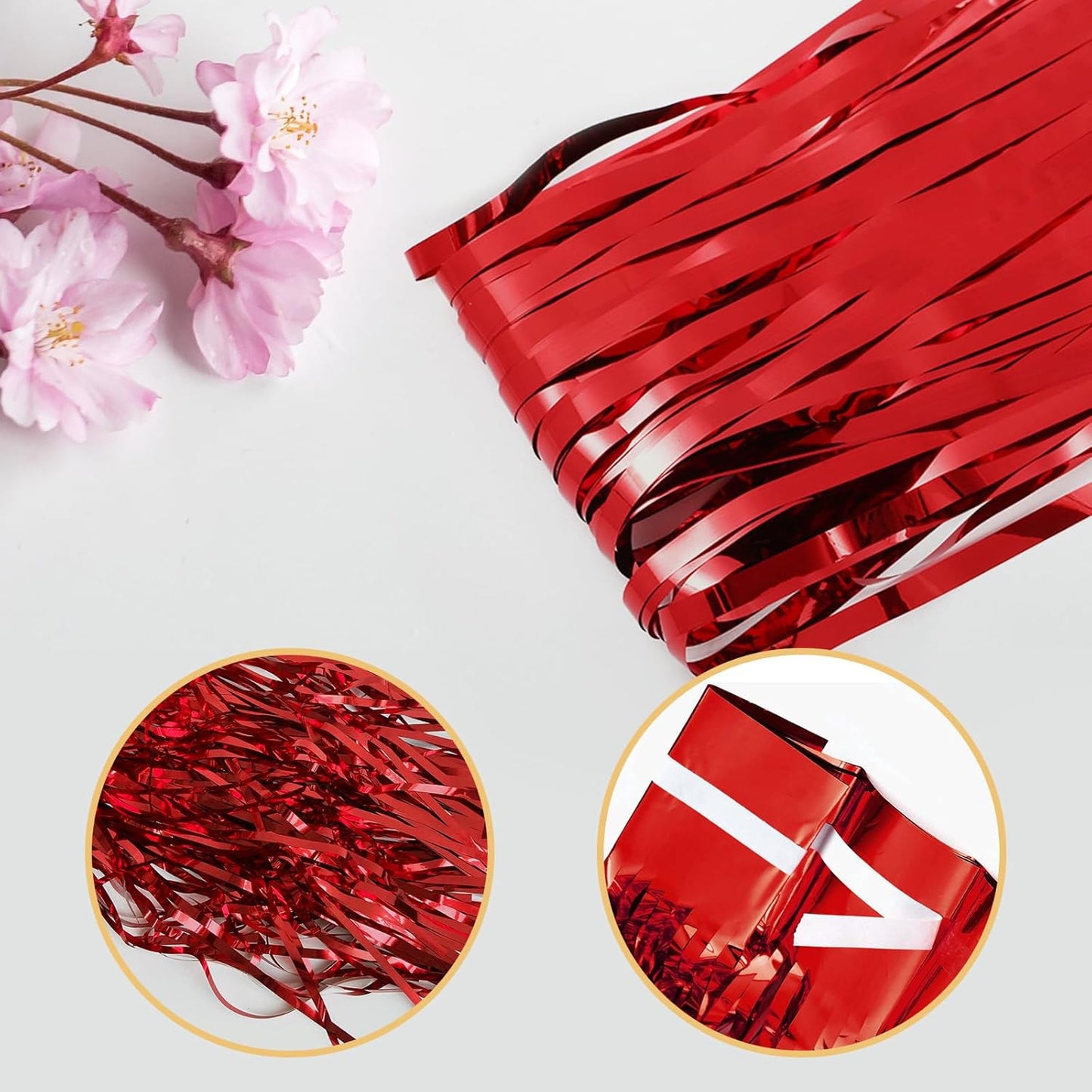 10 Pack Red Backdrop Curtain 3.2ft x 8.2ft Metallic Tinsel Foil Fringe Curtains Photo Booth Background for Birthday Party Decoration Baby Shower Engagement Wedding Christmas Decoration (Red)