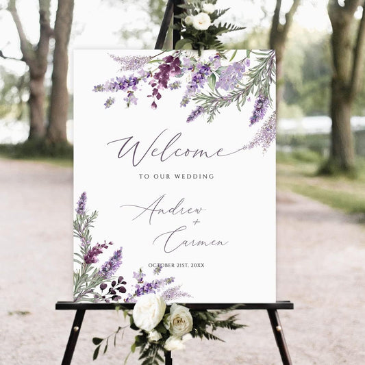 Generic Wedding Sign, Floral Wedding Welcome Sign, 18x27 inches, Plastic, 4 mm Corrugated, Custom Floral Style, Stand Mounting