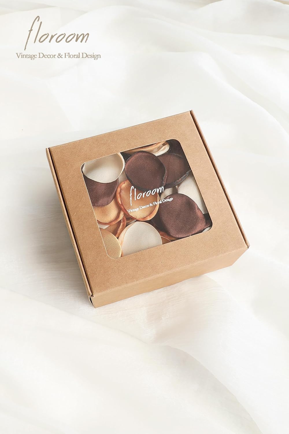 Floroom 300pcs Rose Petals Rust Brown Earth Tones Faux Silk Flower Petals for Wedding Flower Girl Basket Aisle Scatter Dinner Table Centerpieces Party Confetti Bridal Shower Romantic Night Decoration