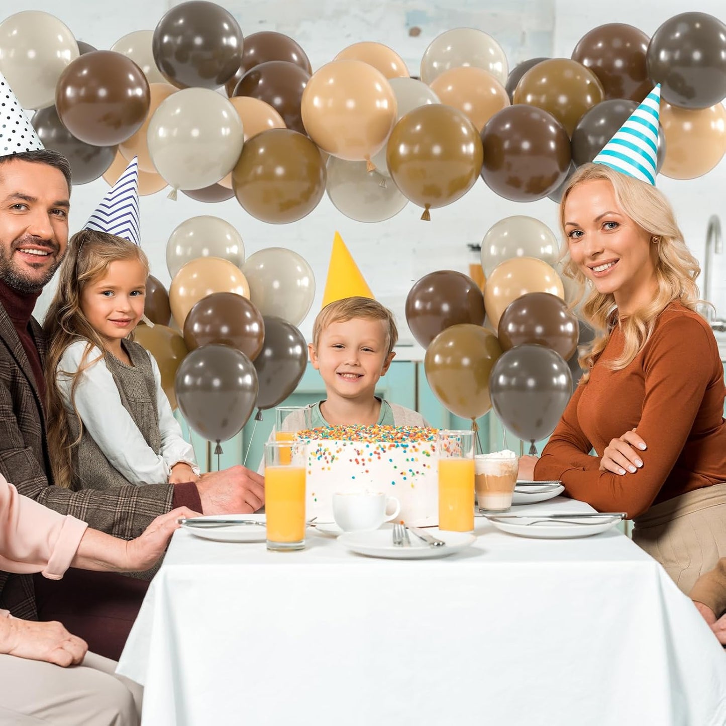 100pcs Brown Balloons - 12 Inch Dark Brown Beige Coffee Sand White & Neutral Balloons for Birthday, Boho Safari Baby Shower, 2025 Graduation Party Decoration (66ft Ribbons)