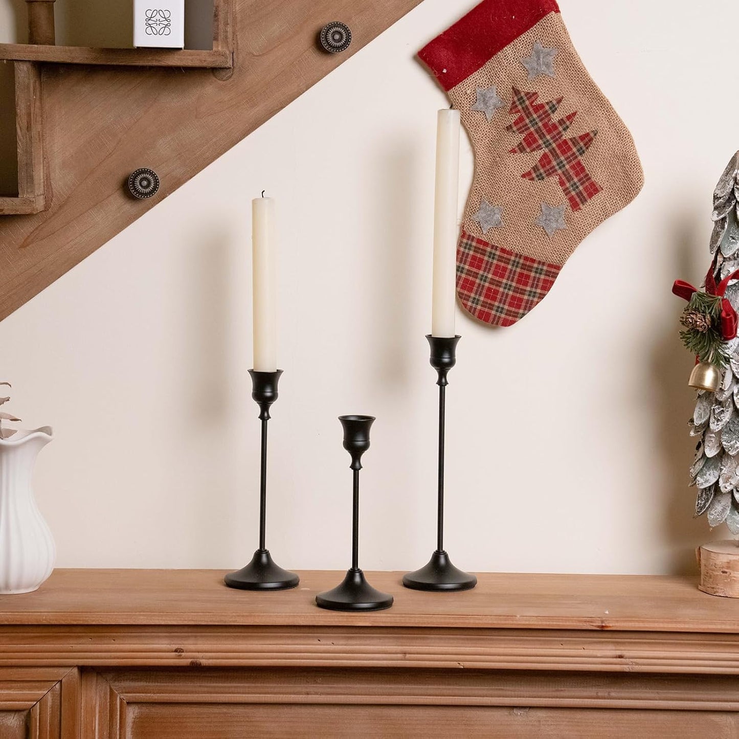 CHILL RECIPE Black Candlestick Holder Tall Taper Candle Holder for Home Decor Table Centerpiece Party Festival Decorations Halloween Decoration (4 Set 12Pcs)