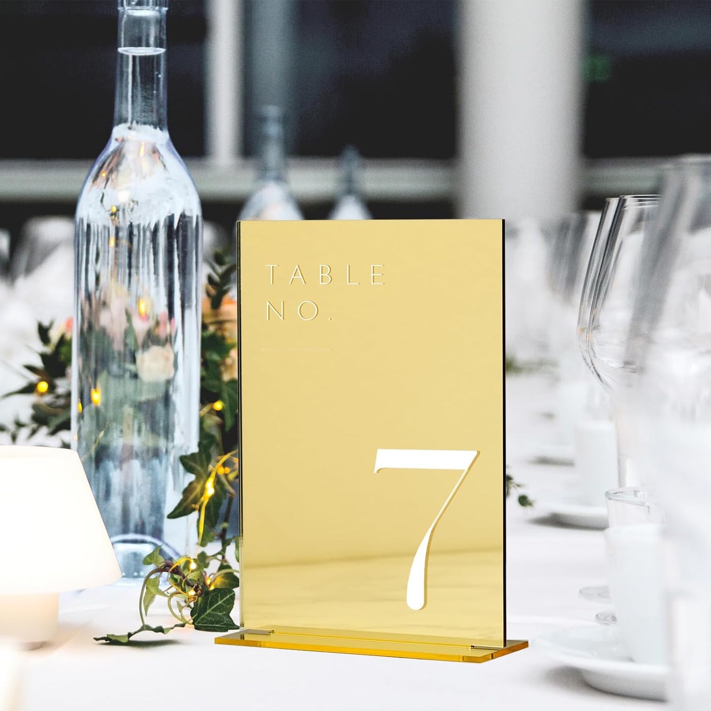JINMURY Gold Wedding Table Numbers 1-10 with Stands, 5"x7" Gold Mirror Acrylic Table Numbers, Perfect for Wedding Reception, Party, Anniversary, Event