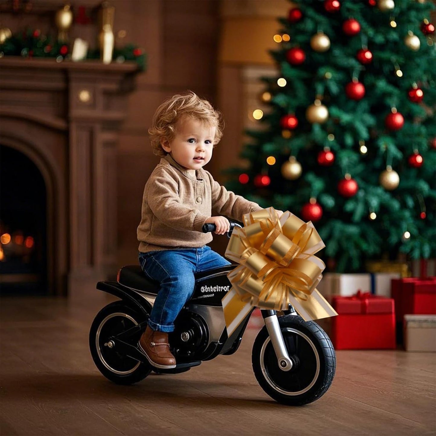 12 PCS 6 Inch Large Pull Organza Golden Bows - Perfect for Gift Wrapping, Wedding Decor, Car Bows, Birthday Parties, Christmas and Valentine's Day