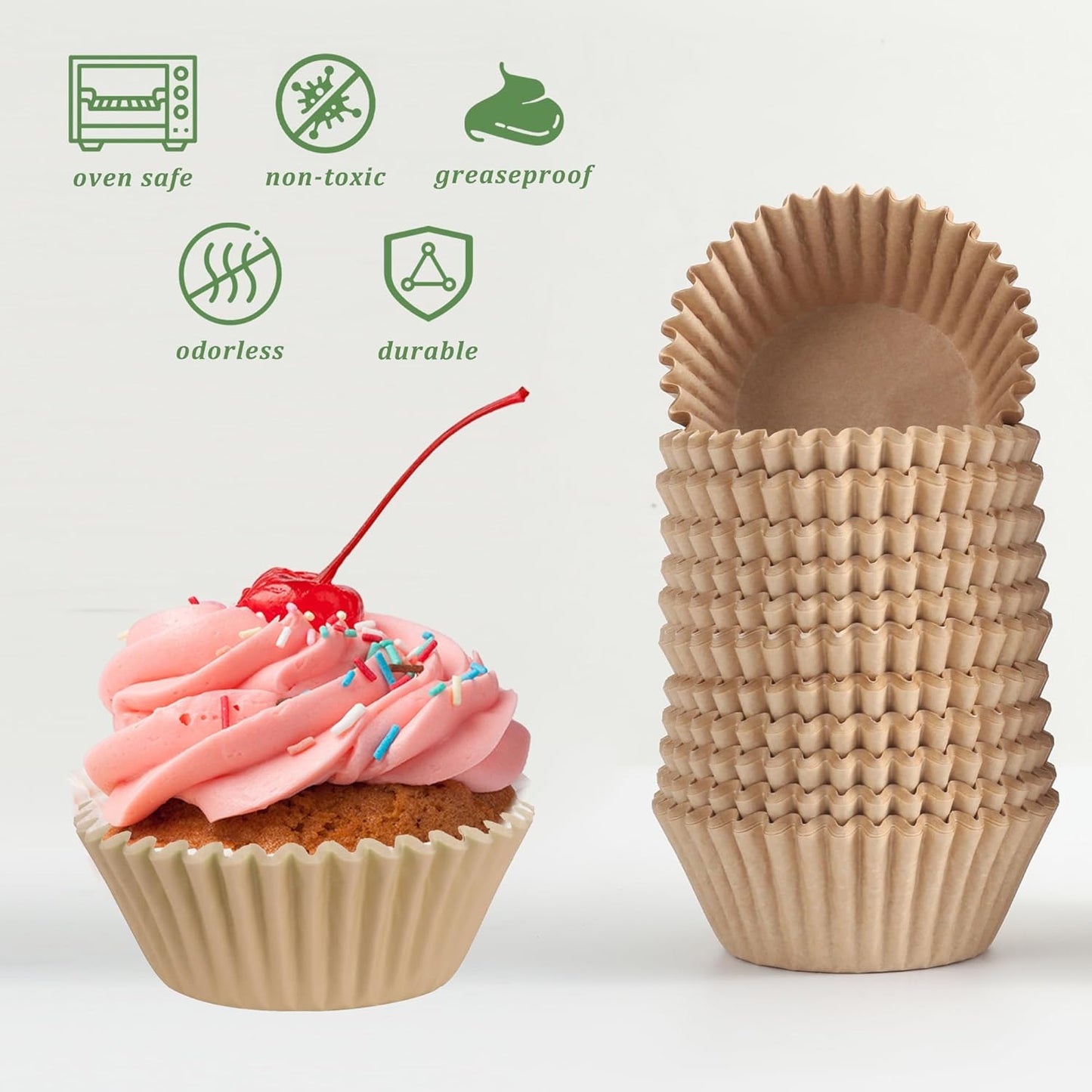 2 inch 1000-Count Mini Cupcake Liners Bright Colorful Muffin Baking Cups, Odorless,Baking Paper Cups for Baking Candy Cooking，Upgraded & Food Grade Grease-Proof Paper (Brown, 2 Inch)