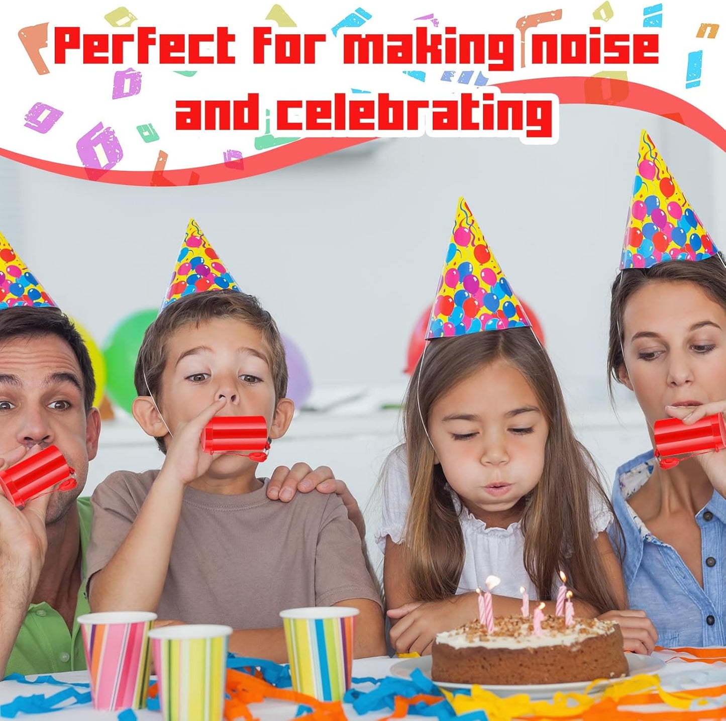 12 Pcs Mini Air Horns 3 Inch Noisemakers for Sporting Events Parties Celebrations Loud Noise Maker Blow Horn Noise Whistle with Lanyard for Birthday Party Celebrations Goodie Fillers(Red)