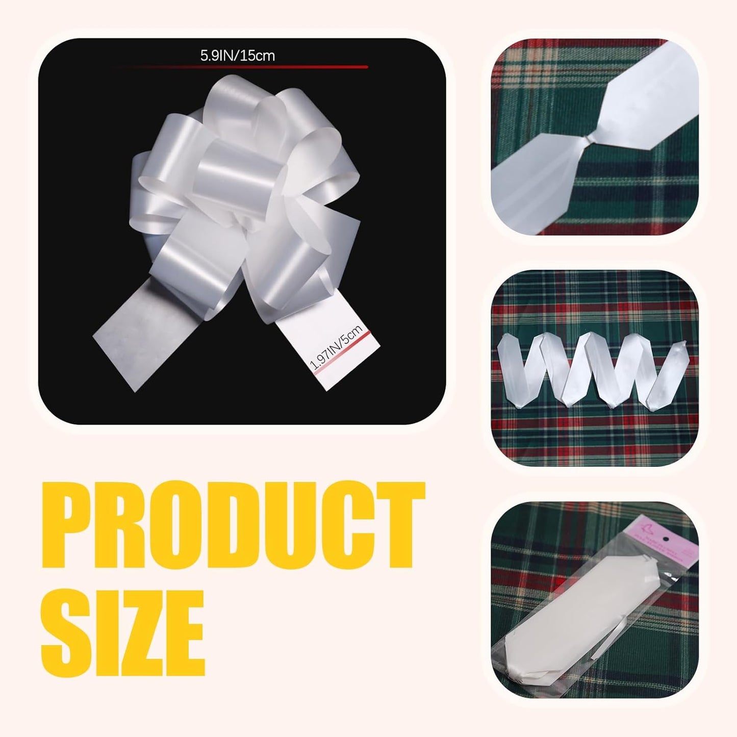 12 PCS 6 Inch White Pull Bows - Perfect for Gift Wrapping, Wedding Decor, Car Bows, Birthday Parties, Christmas and Valentine's Day