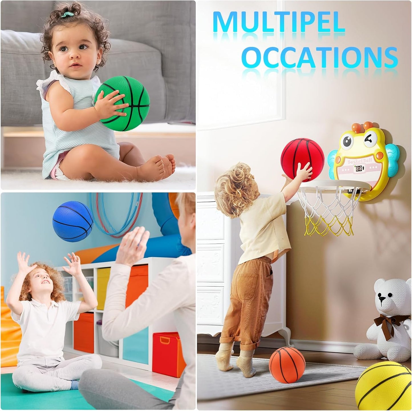 18Pcs 5" Mini Basketball Balls Bulk Small Basketball Set, PVC Small Basketball for Over The Door Basketball Hoop Games Party Favors Indoor Outdoor Play Adults Kids Pool Beach Colorful