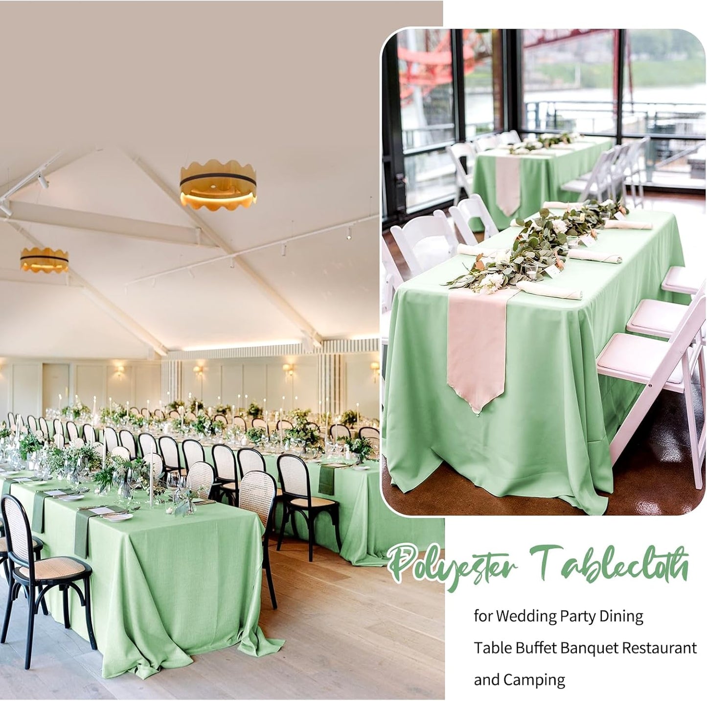 12 Pack 60 x 126 Inch Rectangle Tablecloth Sage Green Polyester Tablecloth for 8 Ft Rectangle Tables, Washable Fabric Table Cloth for Wedding Dining Table Buffet Parties Camping