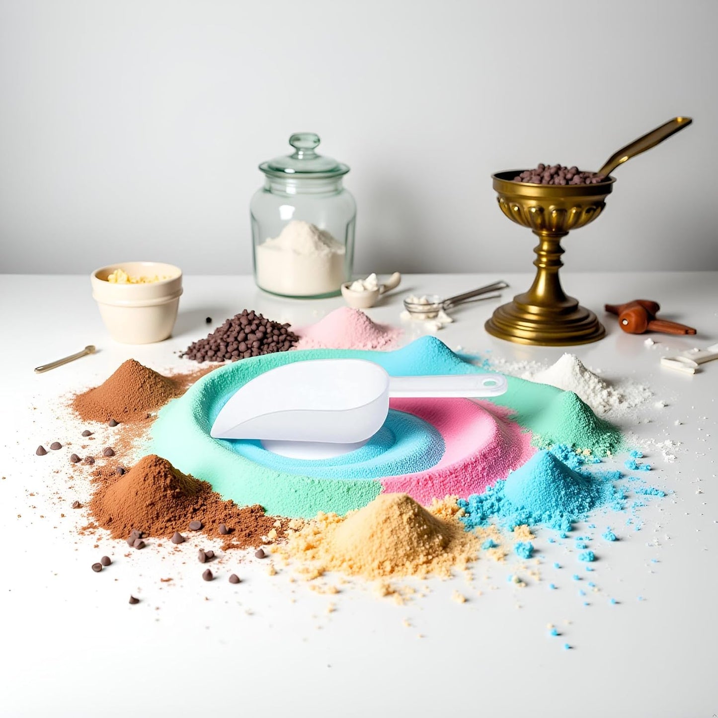 1PC White Ice Scoop Plastic Ice Shovel Measuring Scoops Multifunctional Ice Tray Shovel Flour Candy Grains Dessert Scoopers for Ice Cream Tools, 17x3.5x10cm