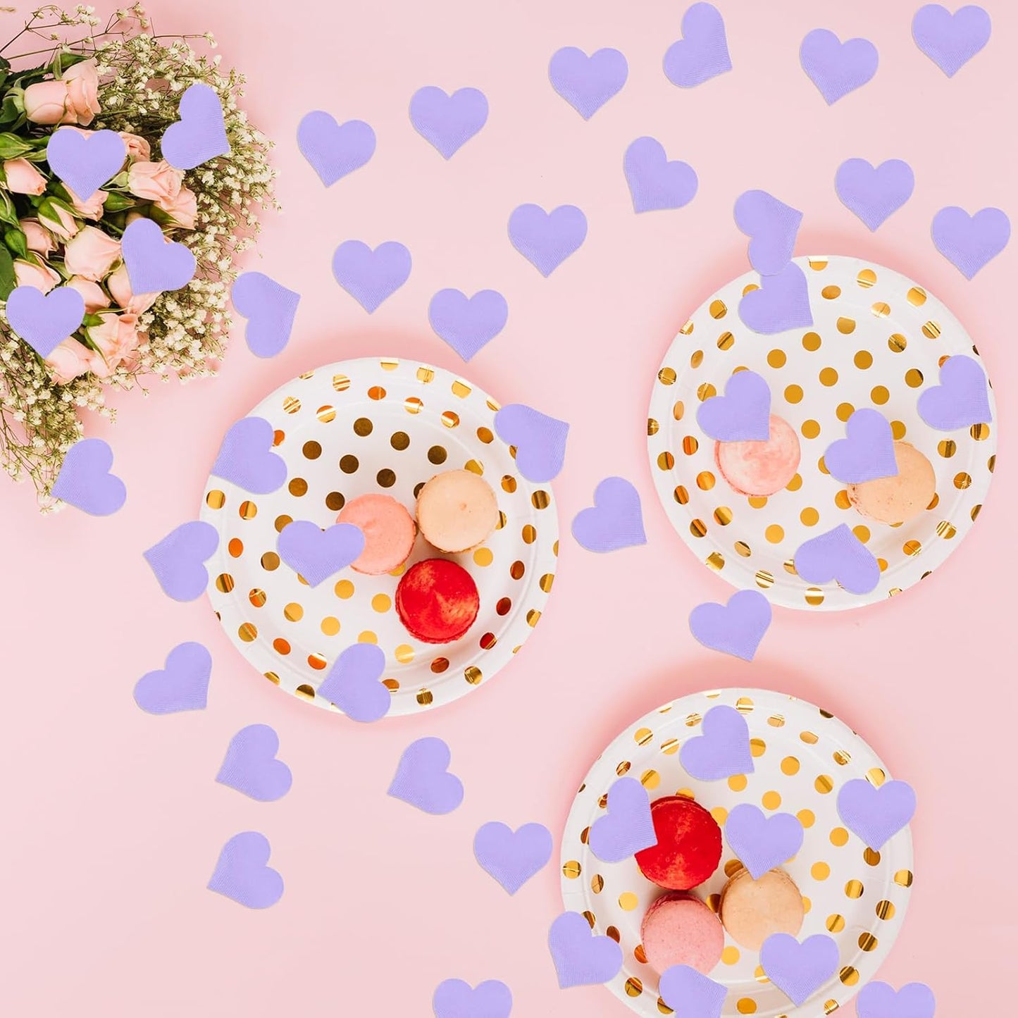 100pcs Purple Heart Sponge Confetti Decor Heart Confetti Heart Shape Petals Scatter Confetti Table Wedding Decoration Valentine’s Day Confetti for Wedding Valentine's Day Party Supplies