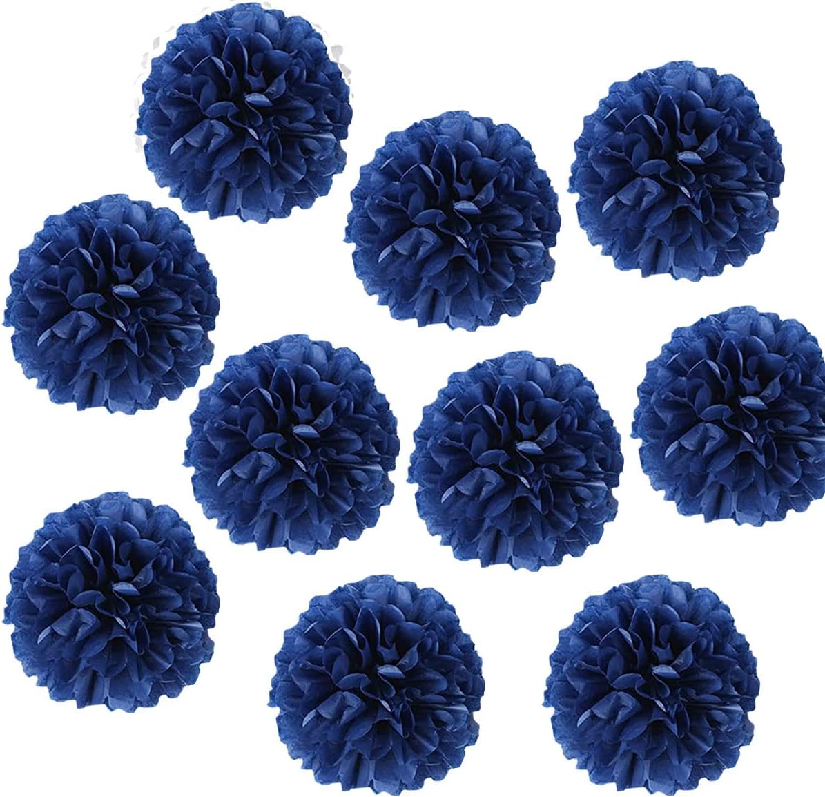 10pcs 10in Paper Pom Poms Royal Blue Tissue Paper Flower Balls Wedding Party Flower Decorations DIY Art Craft Blooms for Birthday Baby Shower Nursery Decor