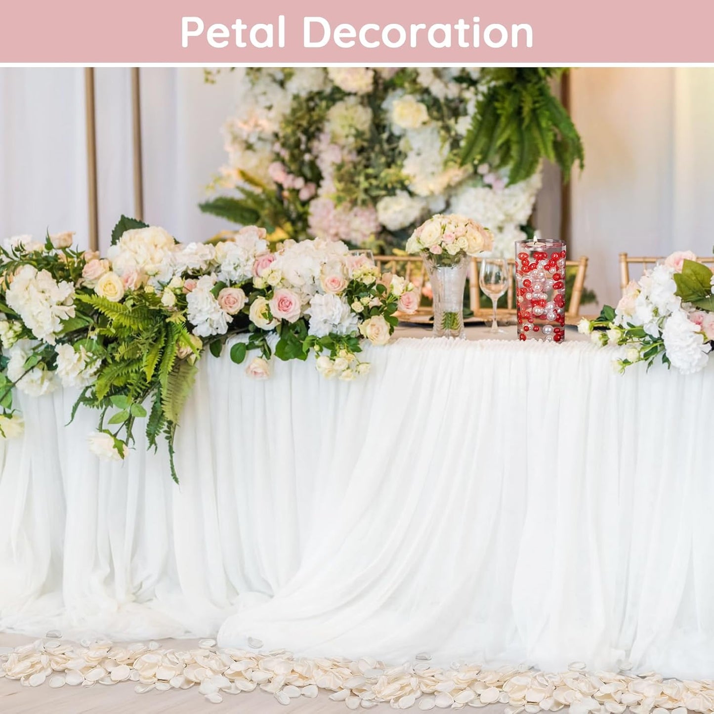 SUREAM Flower Petals for Wedding, 300 Pcs Fake Rose Pedals for Wedding Centerpiece Table Decorations, Flower Girl Basket, Romantic Night, Aisle Decorations for Wedding Ceremony(Ivory)