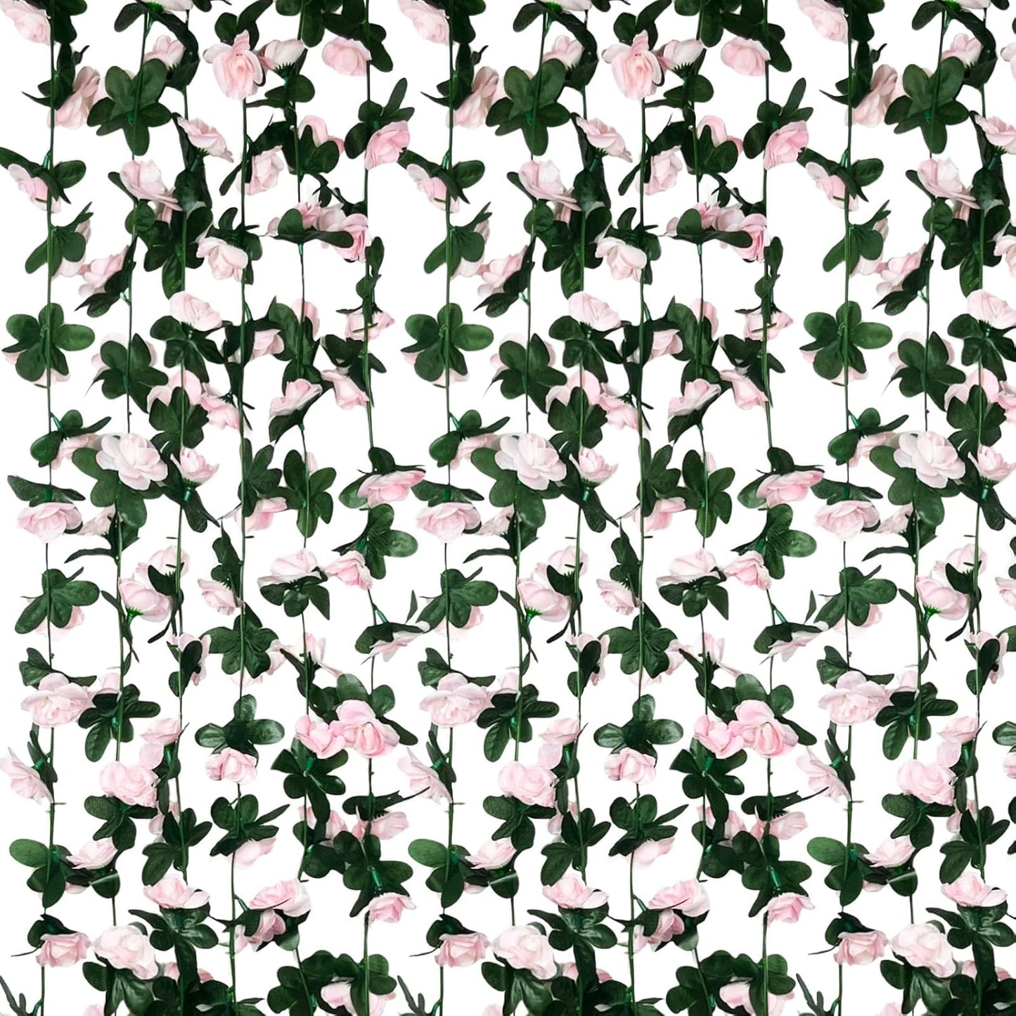 8Pcs 63Ft Light Pink Rose Garland, Fake Rose Hanging Flowers, Artificial Flower Vine, Hanging Floral Vine Garland for Wedding, Birthday Party, Wall Arch, Halloween, Christmas Garden Backdrop Decor