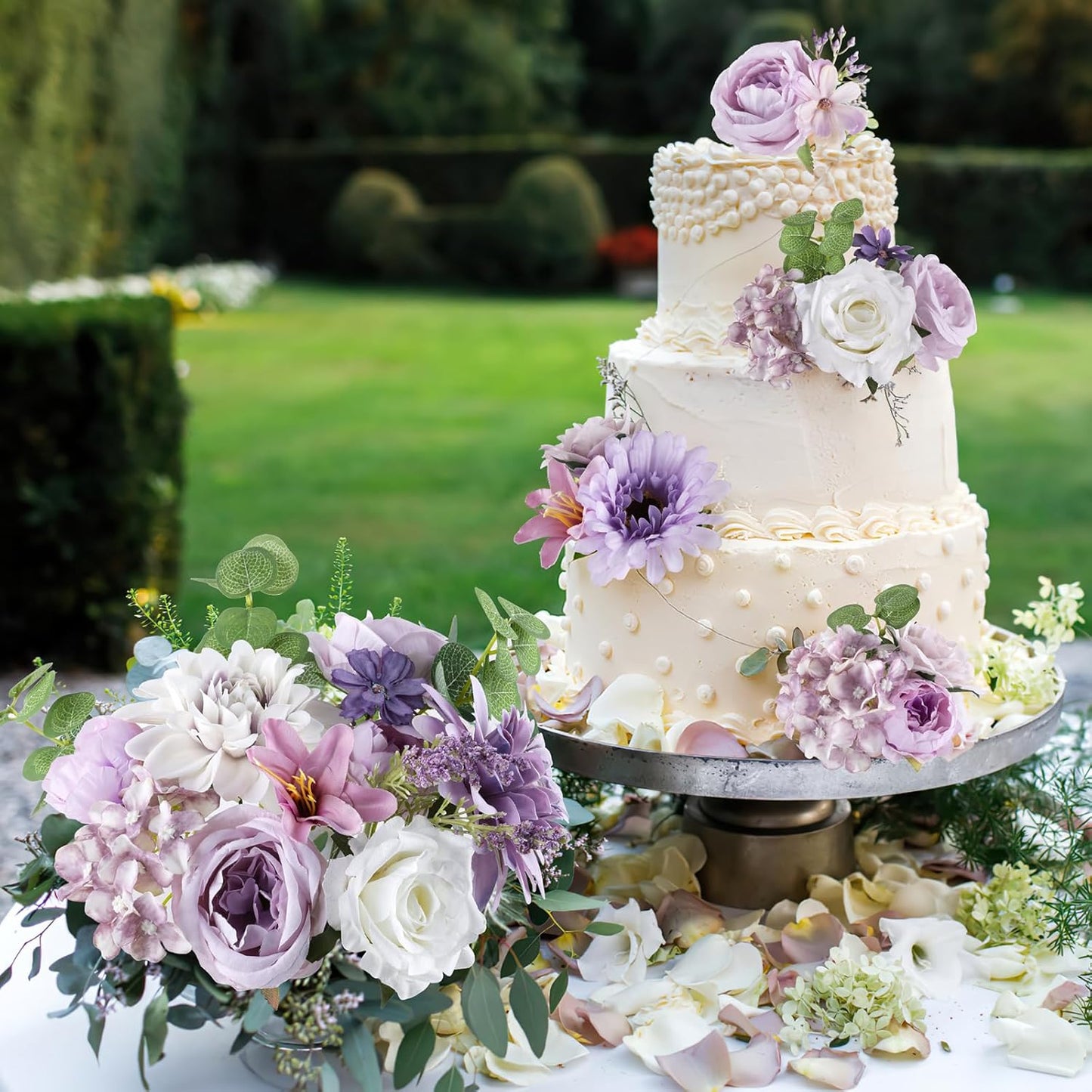 AmyHomie Lavender Artificial Flowers Combo Silk Mix Peony Rose Fake Flowers w/Stem for DIY Wedding Bouquets Centerpieces Arrangements Table Fall Decor Party Bridal Baby Shower Home Decorations