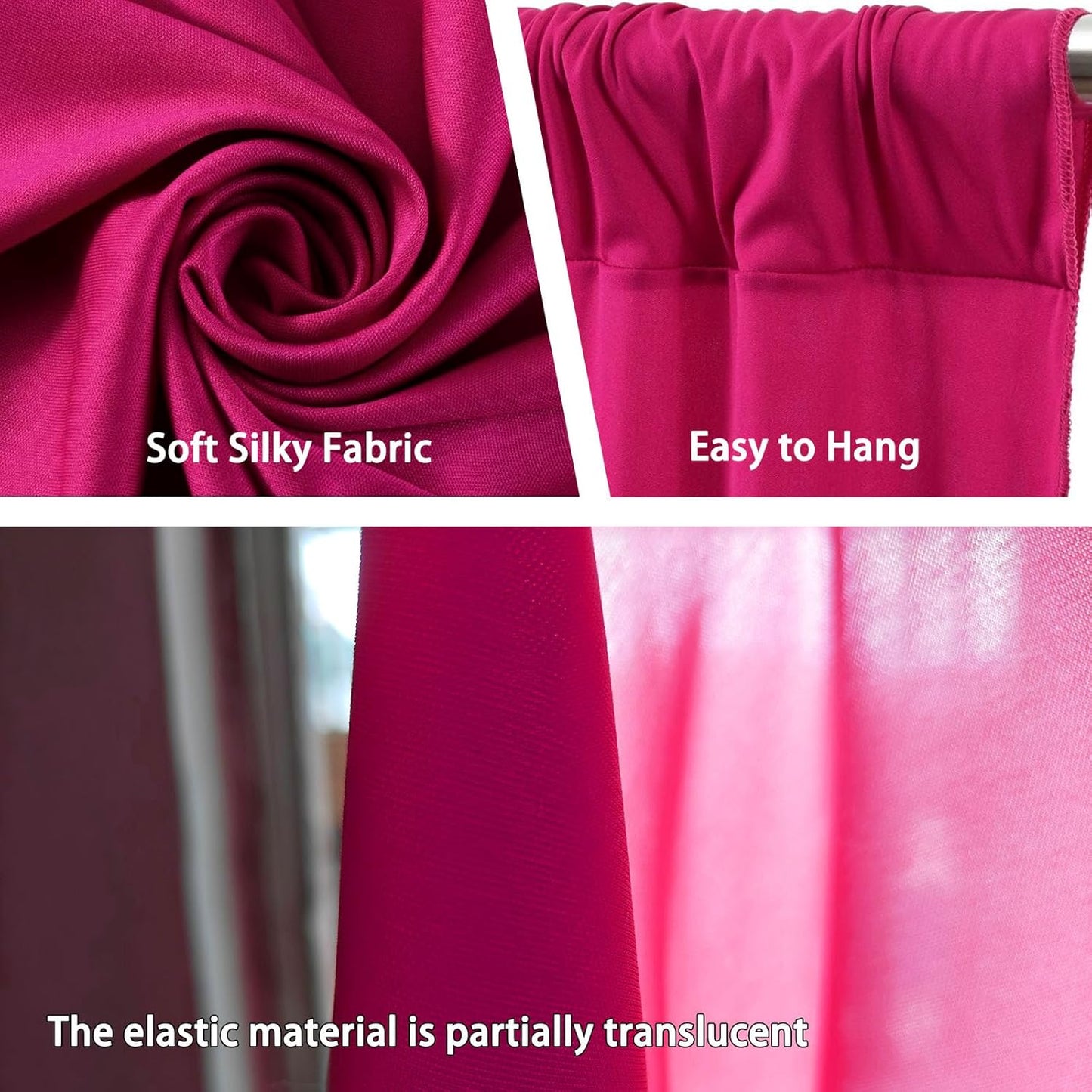 10 x 10 Feet Fuchsia Backdrop Curtain for Partie, Background Curtains for Photoshoot, Birthday, Wedding, Halloween, Thanksgiving, Christmas Day, New Year Party Decorations 5Ft x 10Ft, 2 Panels