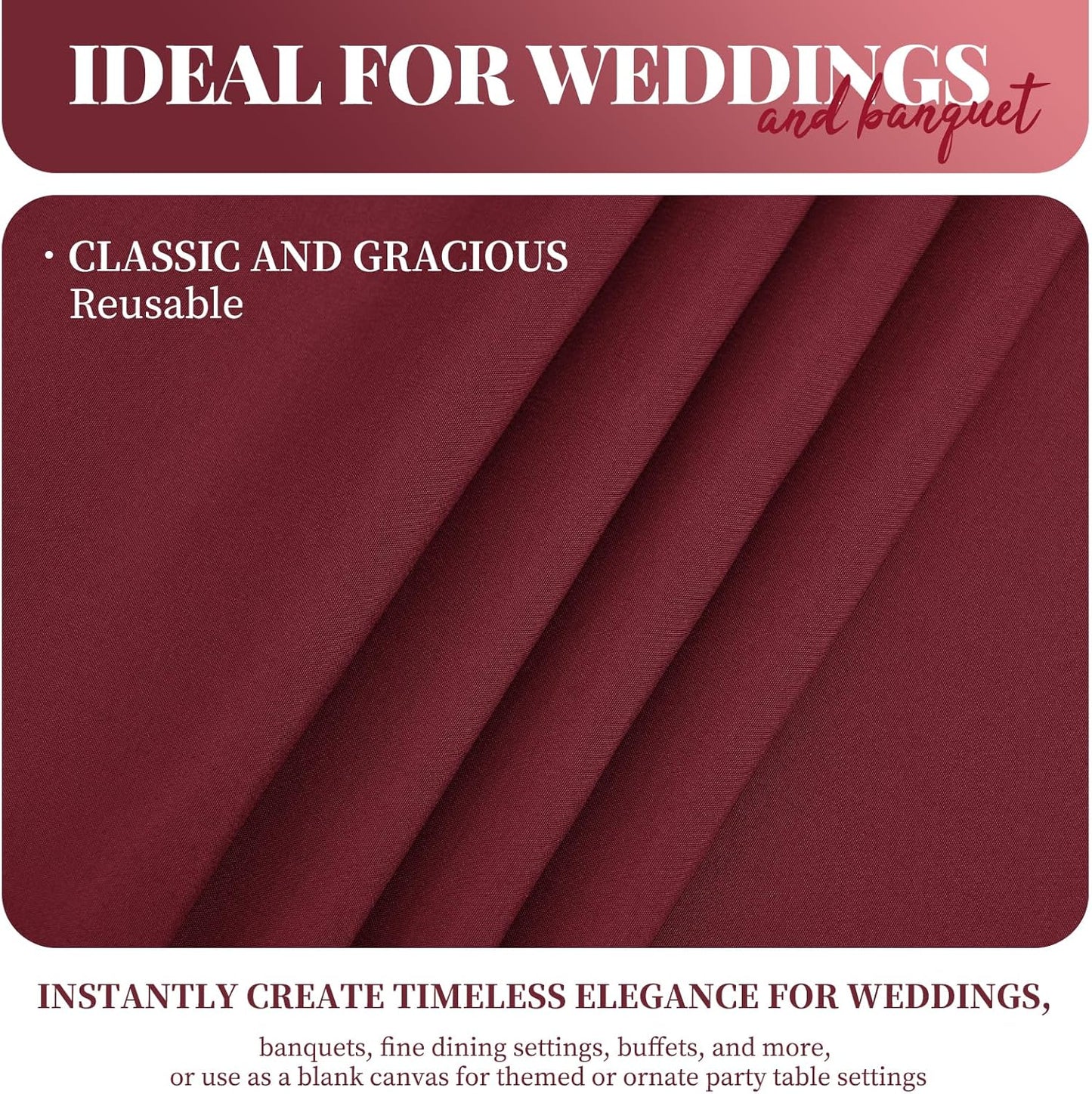 12 Pack 60 x 126 Inch Rectangle Tablecloth Burgundy Polyester Tablecloth for 8 Ft Rectangle Tables, Washable Fabric Table Cloth for Wedding Dining Table Buffet Parties Camping