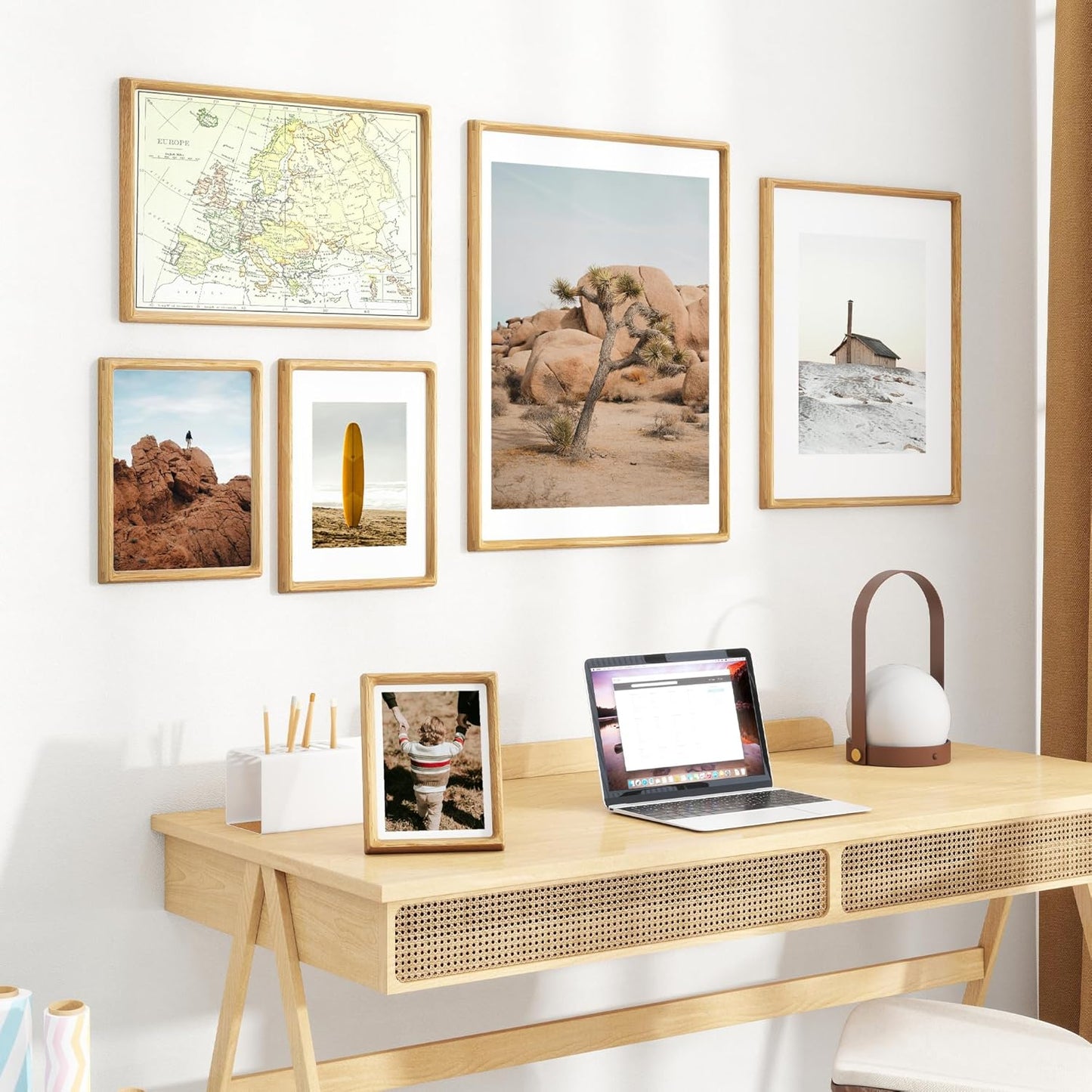 18x24 Frames USA-Sourced Natural Oak Wood Solid Wood Photo Frame Handcrafted Rounded Corner with Mat to 16x20 Picture Display with Real Glass Family Picture, Wedding Photo Mounted