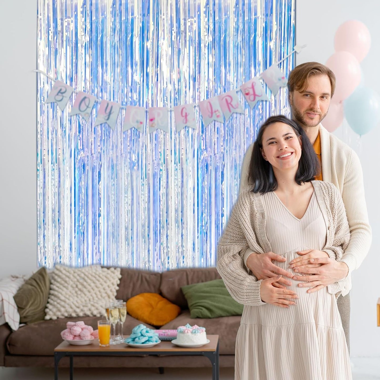 10 Pack Iridescent Party Backdrop Decorations Tinsel Curtain Birthday Decorations Foil Fringe Photo Booth Streamer Backdrop Iridescent Theme Christmas Bachelorette Graduation Party Decorations