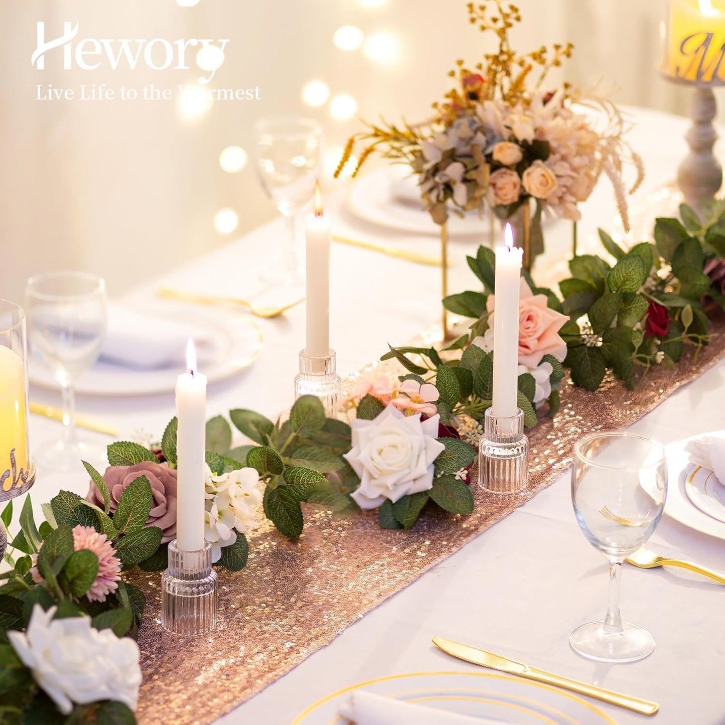 Candle Holder Glass Candlestick Holders: Hewory 2PCS Clear Taper Candle Holders Bulk for Table Centerpiece, Glass Candle Holder Candle Stick Holder Decor for Christmas Wedding Party Bridal Showers