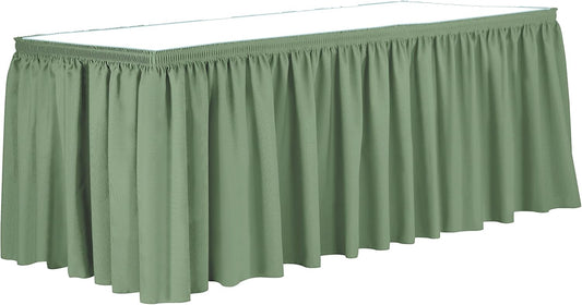 Ultimate Textile Pleat Polyester Fabric Table Skirt - Machine Washable Flame Resistant with Clips for Events, Weddings & Trade Shows, Cut & Sewn in Paterson, NJ - Sage, 21' Shirred Pleat