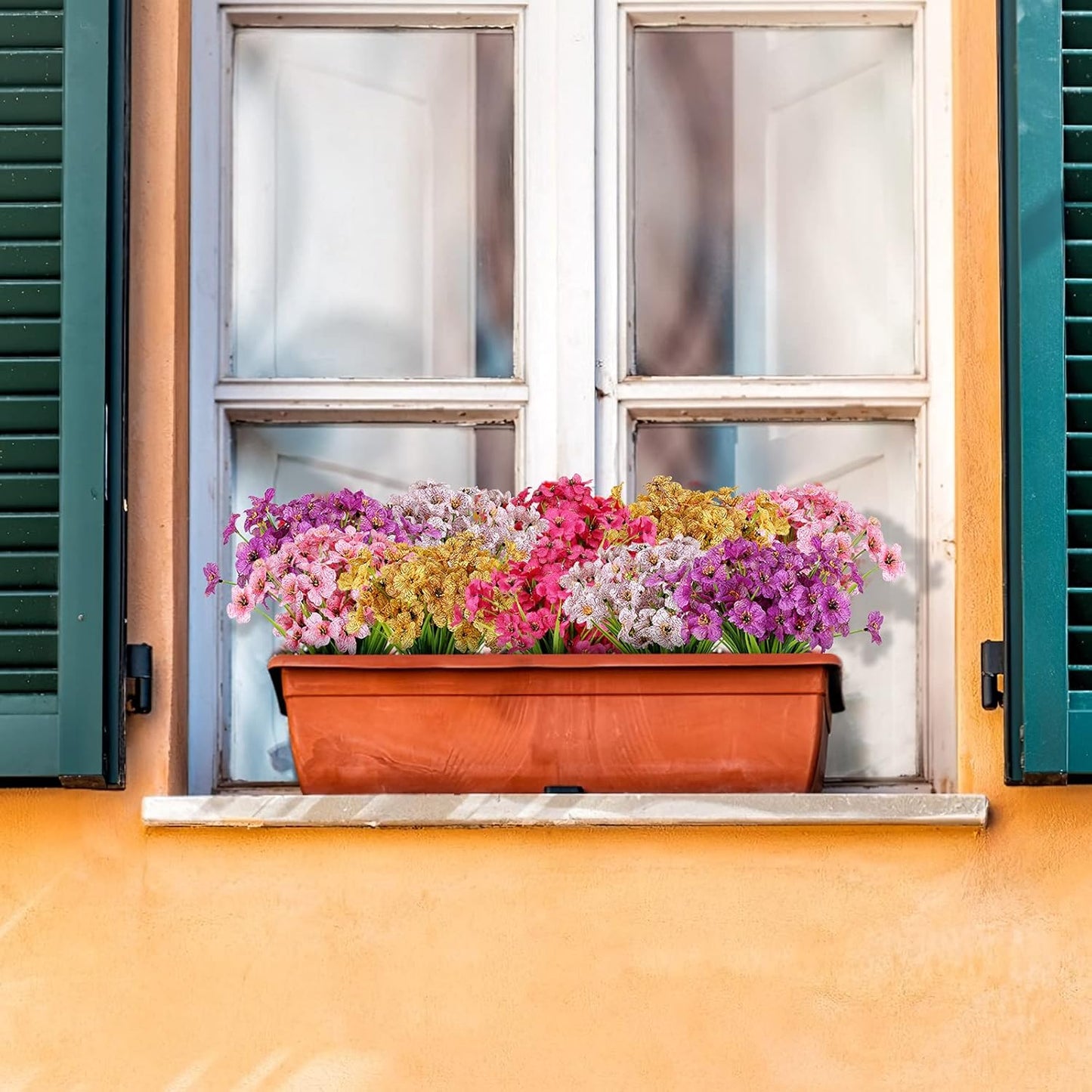 AmyHomie 20 Bundles Artificial Flowers for Outdoor Outside Spring Summer Decoration UV Resistant Faux Flowers No Fade Fake Plastic Plants Garden Porch Window Box Decorating (Purple)