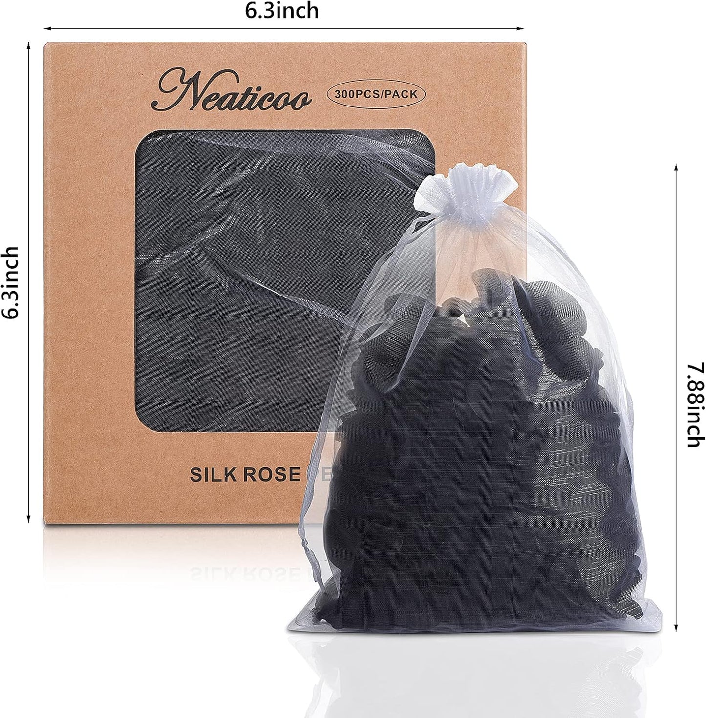 300pcs Artificial Black Rose Petals Fake Silk Flower Petals for Wedding Flower Girl Basket Ceremony Valentines Day Proposal Romantic Night Party Favors Decoration (Black)