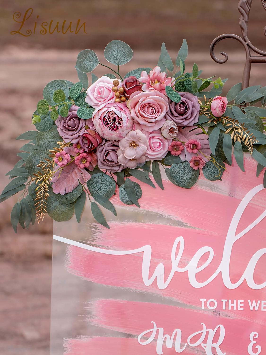 Wedding Arch Flowers, Artificial Flowers for Reception Backdrop and Welcome Ceremony Sign, Large Flower Swag for West Styles Wedding Ceremony Floral Decor - Pack of 2