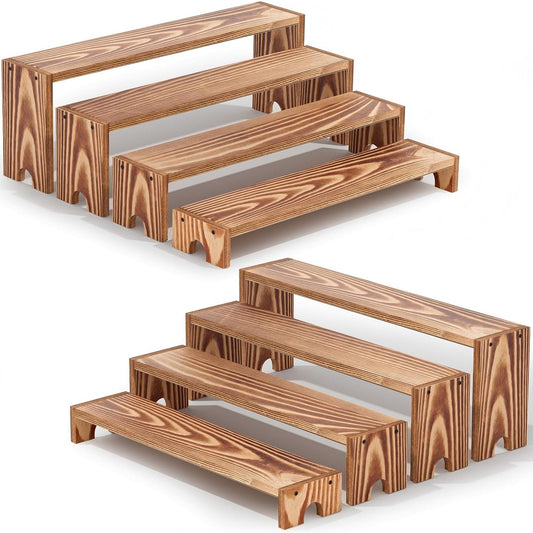 14 Inch Large Wooden Tiered Riser Display Stands, 2 Set Stackable Wooden Cupcake Stand Dessert Table Display Set,Tiered Shelf Organizer,Display Stands Shelf,Vendor Booth Display Items for Vendor Events