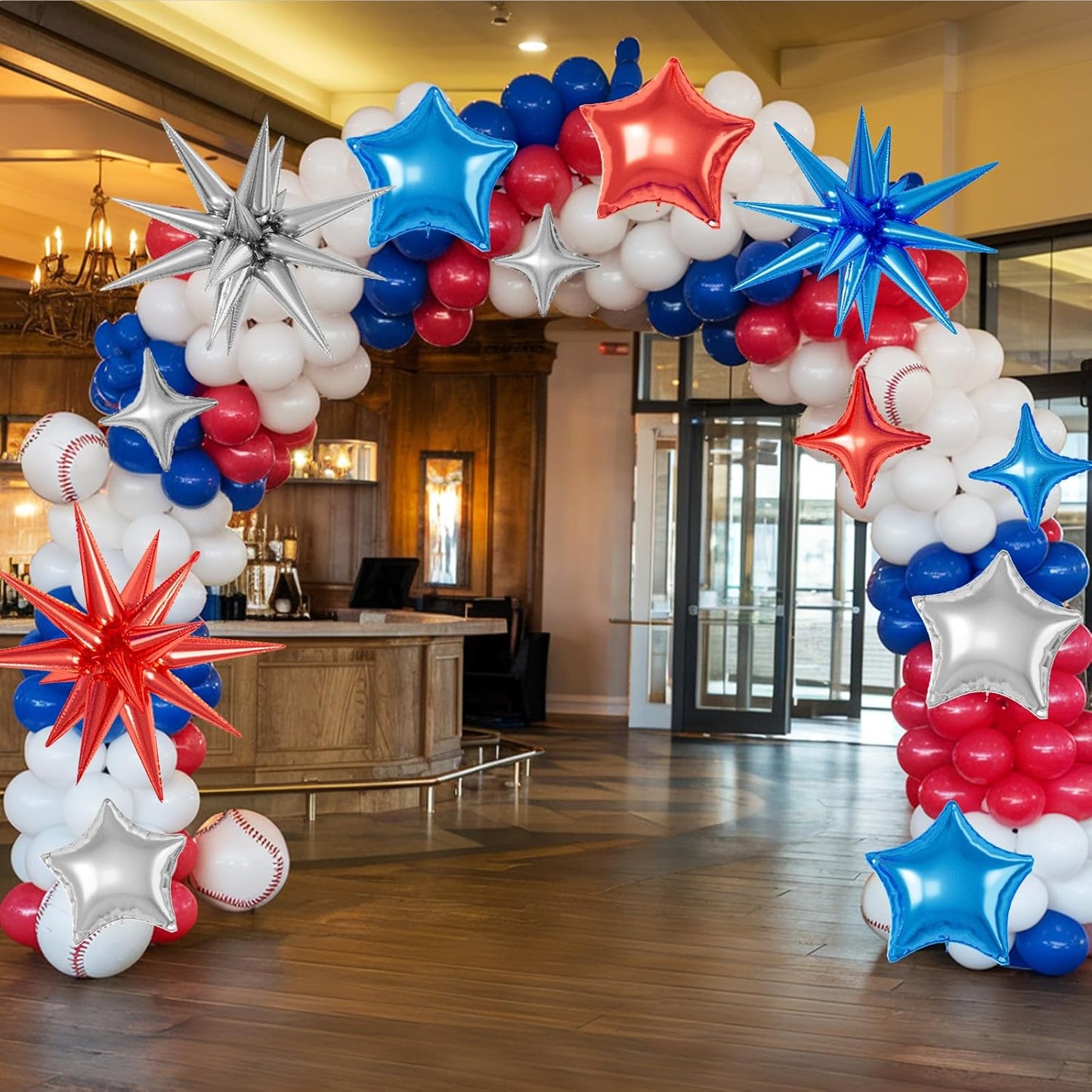 16 Pcs Red Blue Silver Star Balloons,22/18/10 Inch Foil Balloons, Four-Pointed Balloon for Kids Boy Birthday Graduation Wedding Baby Shower Party Decoration