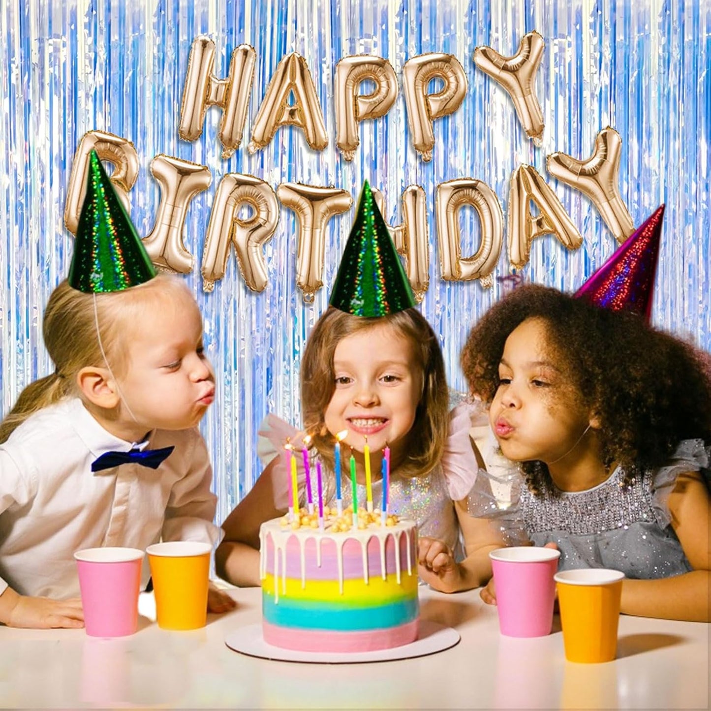 10 Pack Foil Curtain Backdrop Iridescent Metallic Tinsel Foil Fringe Curtains Photo Booth Props for Birthday Wedding Engagement Baby Shower Bachelorette Christmas Holiday Celebration Party Decoration