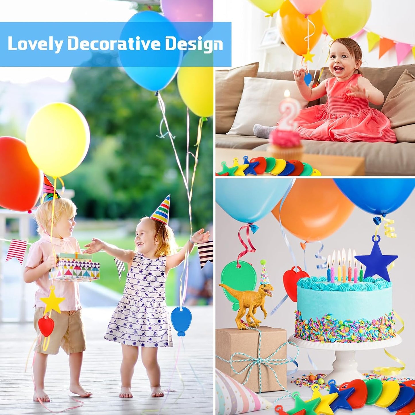 180 Pcs Plastic Balloon Weights Colorful Weights for Balloons for Birthday Party Christmas Wedding Celebration Decoration, Balloon Heart Star Shaped