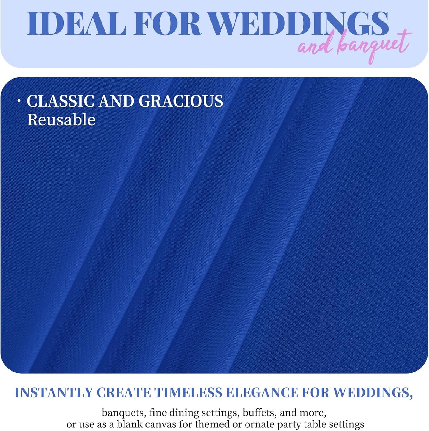 12 Pack Polyester Tablecloth 60 x 102 Inch Royal Blue Tablecloth for 6 Ft Rectangle Tables,Washable Fabric Table Covers Polyester Table Clothes for Wedding Parties Banque